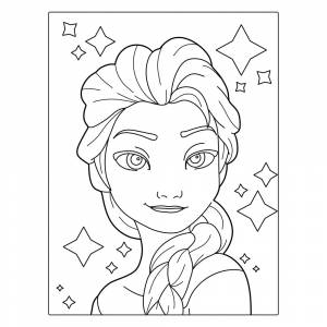 Раскраска Эльза из Холодного сердца и звезды