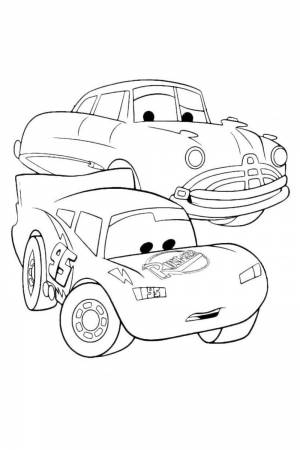 Раскраска Молния МакКуин и Док Хадсон