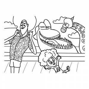 Раскраска Дракула, Деннис и Кракен