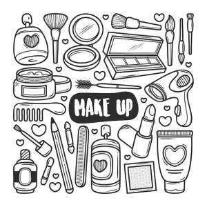 Макияж иконки рисованной doodle раскраски