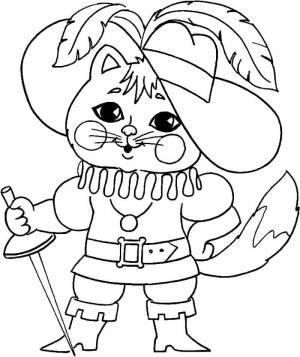 Раскраска Кот в сапогах