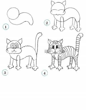 Раскраски кот, Раскраска Поэтапно рисуем кота как нарисовать поэтапно животных