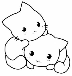 Раскраски кот, Раскраска Котятки Аниме