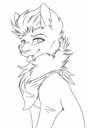 Раскраска Аниме кот Воитель с челкой
