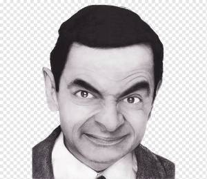 Роуэн Аткинсон Мистер Бин Черно-белый мем, соевый творог, белый, лицо, монохромный png