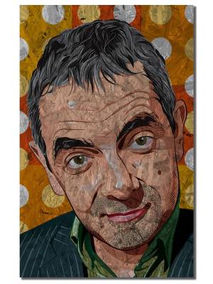 Картина интерьерная на рельефной доске ОСП ОСБ Знаменитости Роуэн Аткинсон Мистер Бин