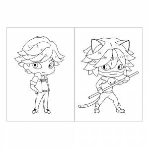 Раскраска Открытка Адриан и Супер-Кот