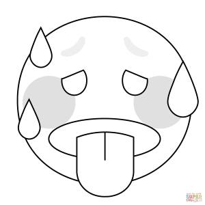 Раскраска Эмоджи с горячим лицом