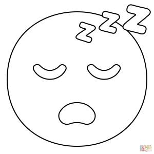 Раскраска Смайлик со спящим лицом