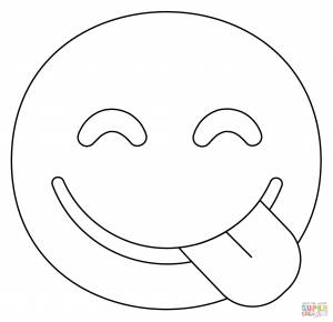 Раскраска Смайлик, смакующий еду