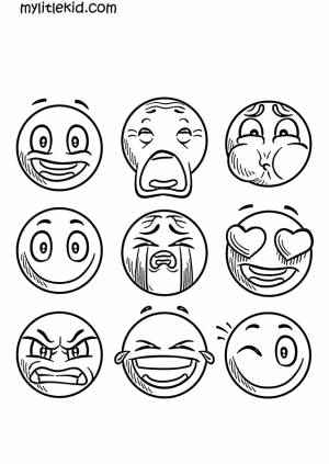 Раскраски Стикеры, Смайлы, Эмодзи