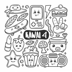 Каваи иконки рисованной doodle раскраски