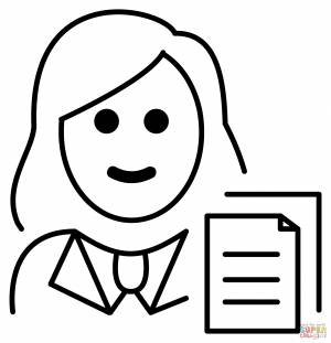 Раскраска Женщина-офисный работник смайлик