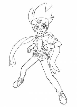 Gingka Beyblade anime coloring pages for kids, printable free