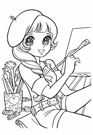 Раскраска Аниме Художник