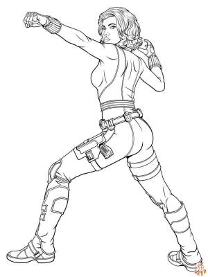 Увлекательные раскраски Черная вдова на GBcoloring для фанатов Марвел