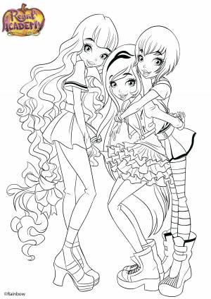 Королевская Академия Regal Academy раскраска с Асторией, Роуз и Джой