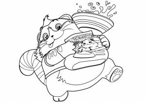 Кот Пончик с едой раскраска для детей