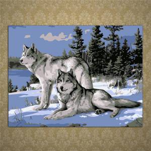 Картина маслом волка по номерам акриловый рисунок на холсте DIY Декор для домашнего офиса