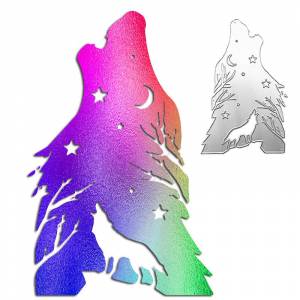 Волк воет под ночным небом, дизайн, металлические штампы, сделай сам, скрапбукинг, тиснение, трафарет, бумага, шаблон для альбома