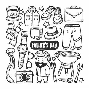 День отца рисованной каракули раскраски