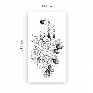 Простая водостойкая Временная тату-наклейка с изображением розового леса, Черного Волка, скалы, Луны, искусственные татуировки, татуировки для тела на руку для женщин и мужчин