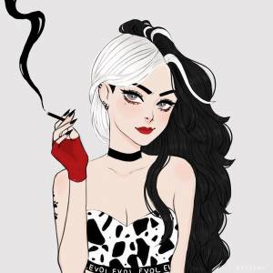 Круэлла рисунок для срисовки