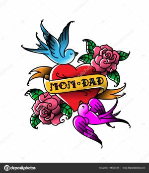 Татуировки с надписью Мама и папа