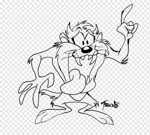 Tasmanian Devil Drawing Line art Мультяшный Даффи Дак, гангстерский мультфильм, белый, млекопитающее, карандаш png