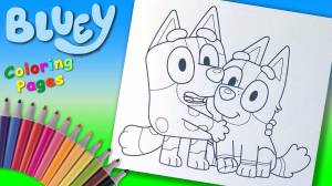 How to Coloring Bluey and Bingo from Bluey Disney Junior Step by step Easy Kids Coloring