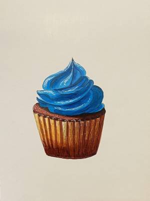 Marker drawing food sketch cupcake blue powder