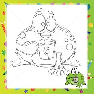 иллюстрация · Cartoon · лягушка · книжка-раскраска · улыбка · книга