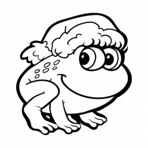 Книжка-раскраска для детей, лягушка и новогодняя шапка