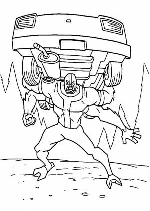 Распечатать черно-белые картинки Бен 10 для раскрашивания