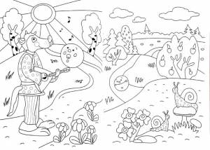 Раскраски дом, Раскраска Дорога домой колобок