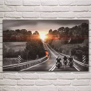 Уличная дорога, закат, раскраска, мотоцикл, путешествие, фотография, украшение для дома, гостиной KQ111