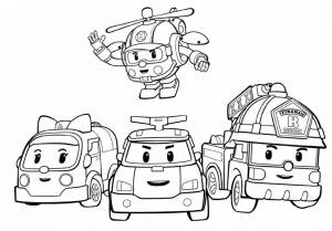 Раскраска Поли Робокар и его друзья