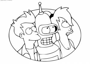 Раскраска Фрай, Бендр и Лила