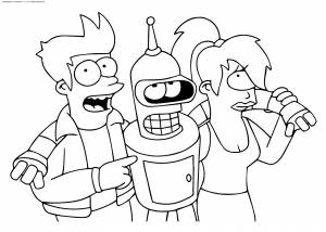 Раскраска Фрай, Бендар, Лила