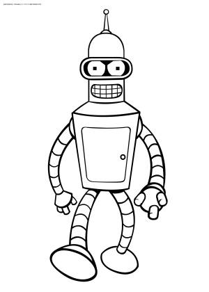 Раскраска Робот Бендер