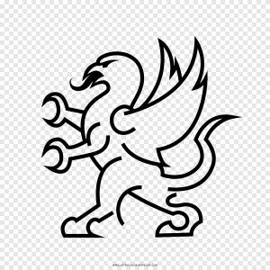 Черно-белая книжка-раскраска Drawing Line art, Грифон, белый, монохромный png