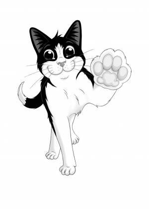 Мультяшная черно белая кошка
