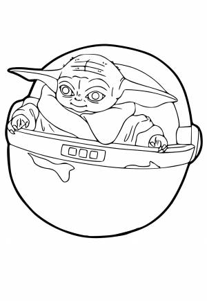 Раскраска Грогу Корабль