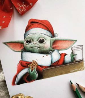 Festive Baby Yoda as Santa