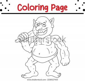 Cute Green Goblin Coloring Page Kids