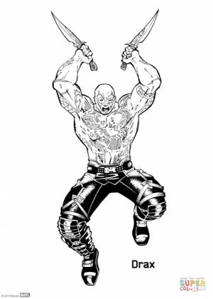 Раскраска Дракс из Стражей Галактики