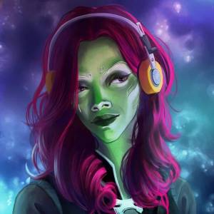 Картина “Гамора в наушниках