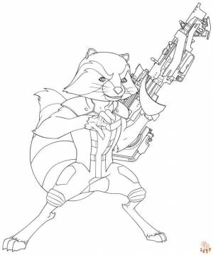 Раскраски Ракетный Енот