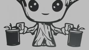 Groot 01 Wall Silhouette 3D Принт Модель in Знаки и Логотипы 3DExport