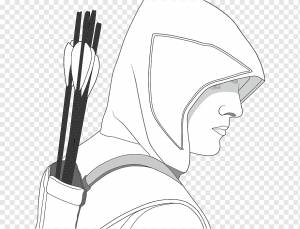 Футболка с капюшоном Red Hood, зеленая стрела, с капюшоном, лицо, рука, монохромный png